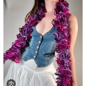 Womens Scarf Maximalist Purple Pink Ruffle Mermaid core‎